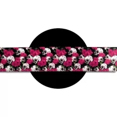 Lacets satin large crânes & fleurs roses pour vos chaussures 2