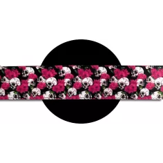 Lacets satin large crânes & fleurs roses pour vos chaussures 2