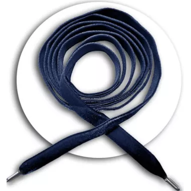 Lacets fins en velours ras&nbsp;marine pour vos chaussures