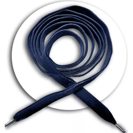 Lacets fins en velours ras&nbsp;marine pour vos chaussures