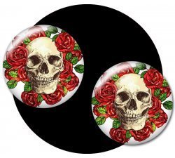 ​1 paire x décorations de lacets tête de mort & fleurs