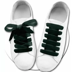 Lacets fins velours ras vert sombre pour vos chaussures