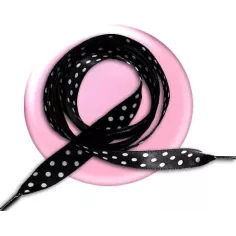 Lacets satin noir à pois blancs pour vos chaussures