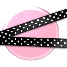 Lacets satin noir à pois blancs pour vos chaussures 2