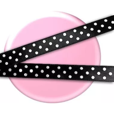 Lacets satin noir à pois blancs pour vos chaussures