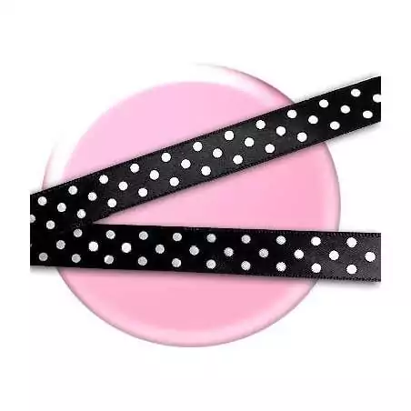 Lacets satin noir à pois blancs pour vos chaussures