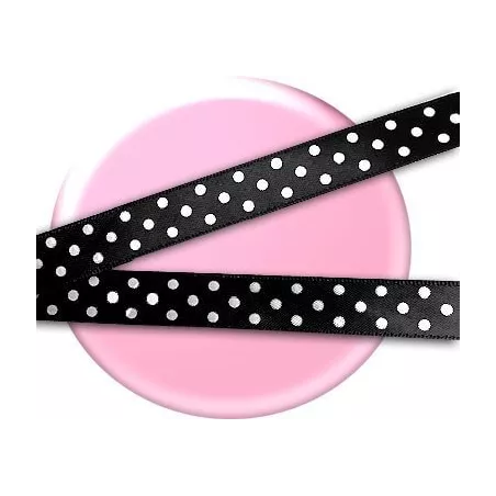 Lacets satin noir à pois blancs pour vos chaussures