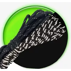 Lacets de chaussures noirs réflectifs, ronds, en couleur…