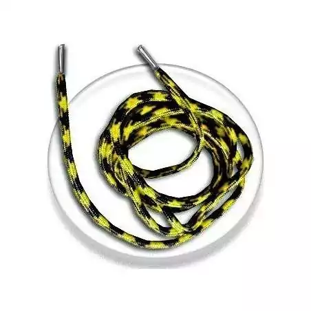Lacets ronds bicolores paracorde en noir & jaune. pour vos chaussures Lacets ronds bicolores paracorde en noir & jaune. pour vos chaussures