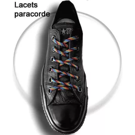 Lacets de chaussures noirs blancs bicolores ronds, en…