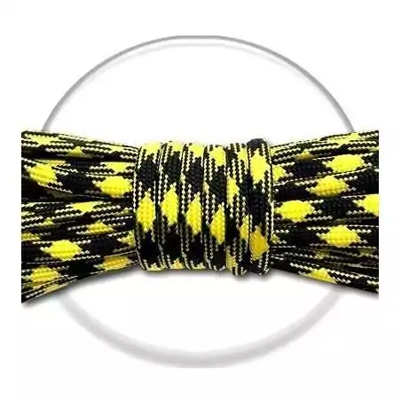 Lacets ronds bicolores paracorde en noir & jaune. pour vos chaussures Lacets ronds bicolores paracorde en noir & jaune. pour vos chaussures