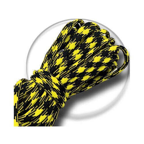 Lacets paracorde ronds noirs jaunes 