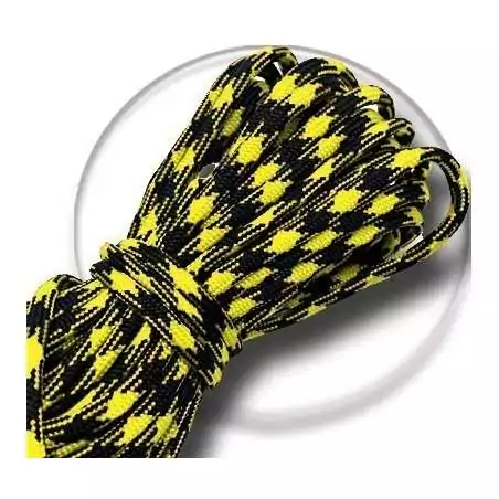 Lacets ronds bicolores paracorde en noir & jaune. pour vos chaussures Lacets ronds bicolores paracorde en noir & jaune. pour vos chaussures