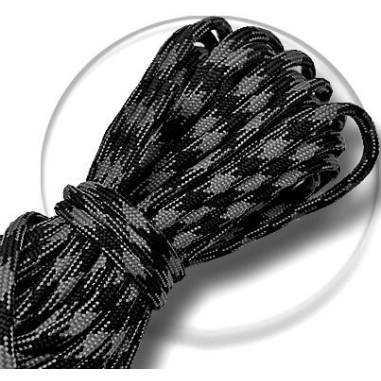 1 paire x lacets ronds paracorde noir gris acier