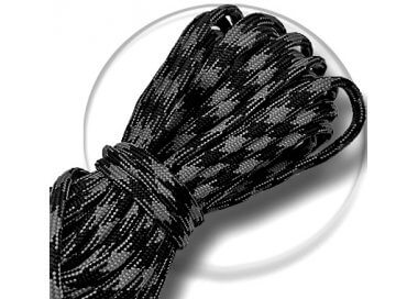 1 paire x lacets ronds paracorde noir + gris acier