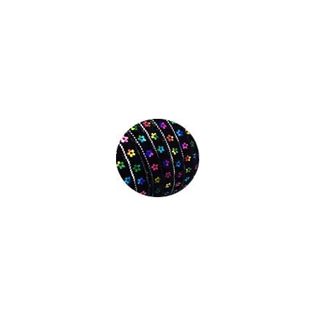 Lacets noirs velours fleurs multicolores brillant…