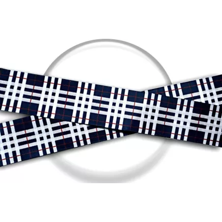 Lacets satin large marine écossais pour vos chaussures