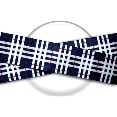 Lacets satin large marine écossais pour vos chaussures