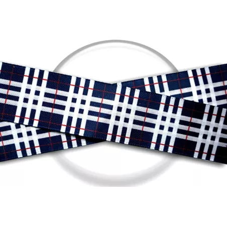 Lacets satin large marine écossais pour vos chaussures