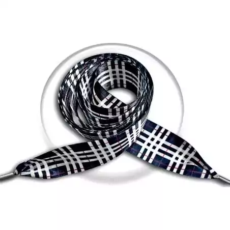 Lacets satin large marine écossais pour vos chaussures