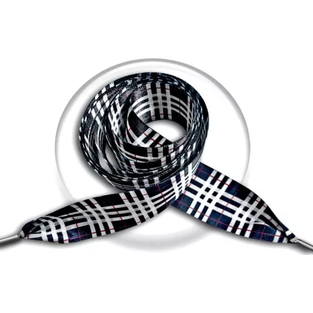 Lacets satin large marine écossais pour vos chaussures