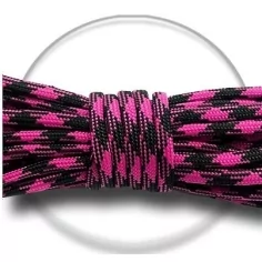Lacets ronds paracorde bicolores rose + noir pour vos chaussures 2