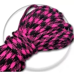 Lacets ronds paracorde bicolores rose + noir pour vos chaussures