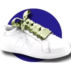 Lacets en satin large kaki clair pour vos chaussures 2
