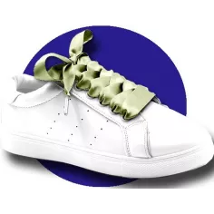 Lacets en satin large&nbsp;kaki&nbsp;clair pour vos chaussures 2