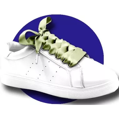 Lacets en satin large&nbsp;kaki&nbsp;clair pour vos chaussures