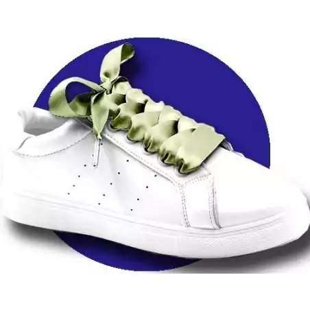 Lacets en satin large kaki clair pour vos chaussures