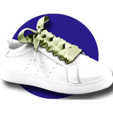 Lacets en satin large&nbsp;kaki&nbsp;clair pour vos chaussures