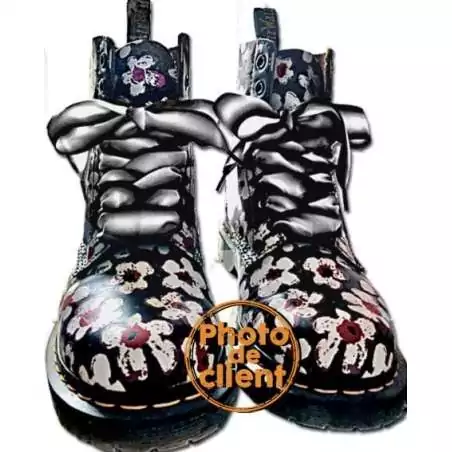 Lacets larges satin dégradé noir & gris pour vos chaussures