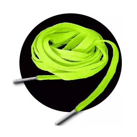 Lacets de chaussures plats fluos vert lime créés sur mesure