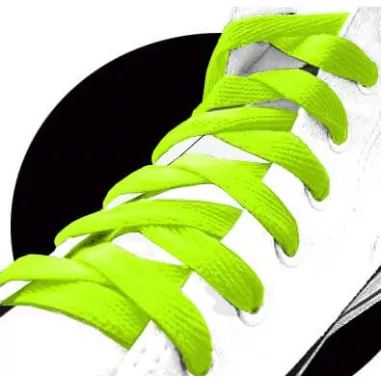 Lacets de chaussures plats fluos vert lime créés sur mesure