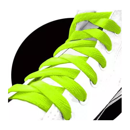 Lacets de chaussures plats fluos vert lime créés sur mesure