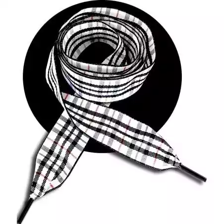 Lacets à carreaux blancs & noirs : 3 largeurs pour vos chaussures Lacets à carreaux blancs & noirs : 3 largeurs pour vos chaussures