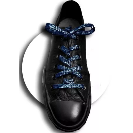 Lacets paillettes brillantes&nbsp;bleu nuit pour vos chaussures