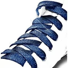 Lacets paillettes brillantes bleu nuit pour vos chaussures