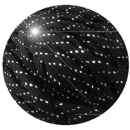 Lacets ronds paracorde noirs paillettes argentées pour vos chaussures Lacets ronds paracorde noirs paillettes argentées pour vos chaussures