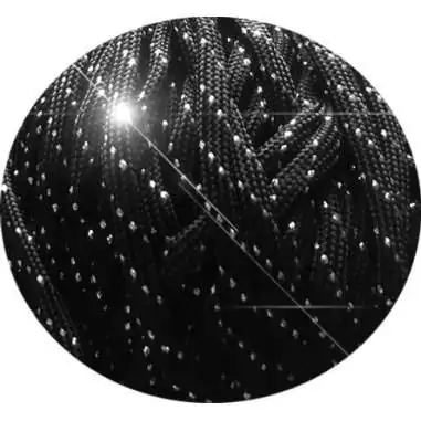 Lacets ronds paracorde noirs paillettes argentées pour vos chaussures