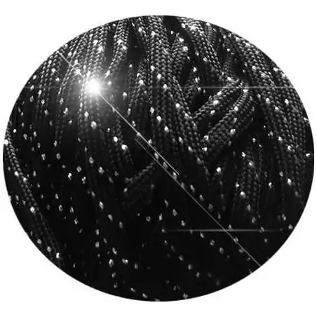 Lacets ronds paracorde noirs paillettes argentées pour vos chaussures Lacets ronds paracorde noirs paillettes argentées pour vos chaussures