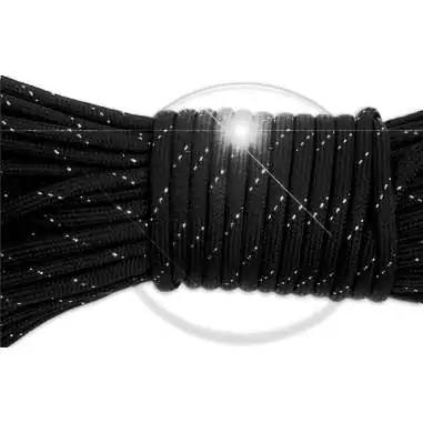 Lacets ronds paracorde noirs paillettes argentées pour vos chaussures