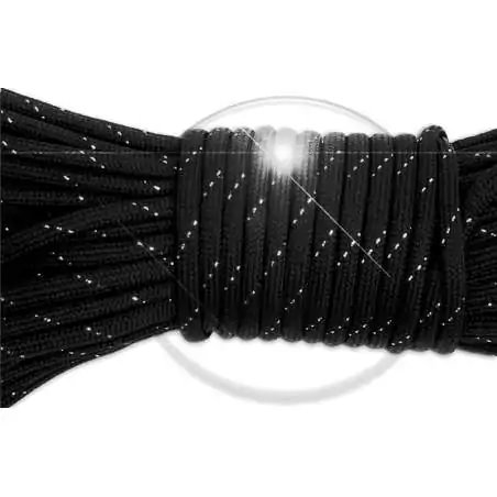 Lacets ronds paracorde noirs paillettes argentées pour vos chaussures Lacets ronds paracorde noirs paillettes argentées pour vos chaussures