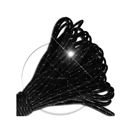 Lacets ronds paracorde noirs paillettes argentées pour vos…