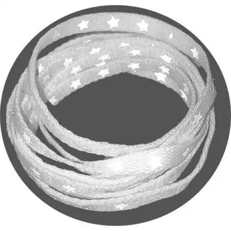 Lacets noirs ou blancs à étoiles réflectives pour vos chaussures Lacets noirs ou blancs à étoiles réflectives pour vos chaussures