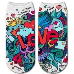 1 paire x ​socquettes graffiti Love