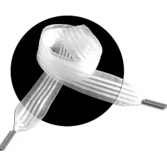 Lacets organza rayés&nbsp;satiné blanc pour vos chaussures