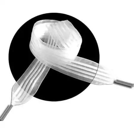 Lacets organza rayés satiné blanc pour vos chaussures Lacets organza rayés satiné blanc pour vos chaussures