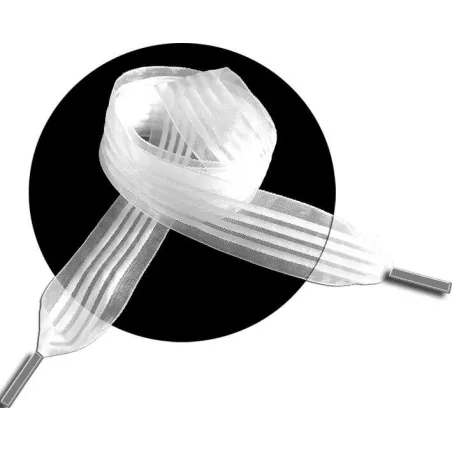 Lacets organza rayés&nbsp;satiné blanc pour vos chaussures